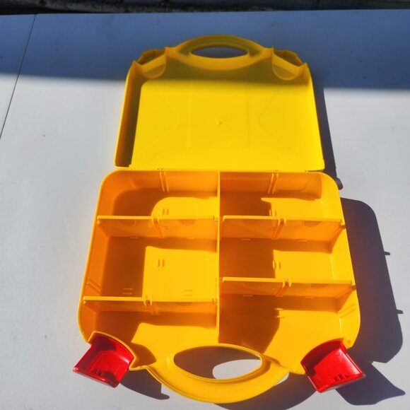 SET of 2 LEGO Yellow Plastic Carrying Carry Case Storage Box w Handle Dividers O - Picture 9 of 16